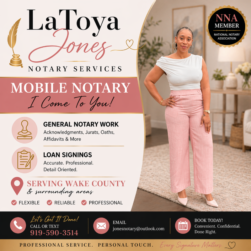 LaToya Jones — Mobile Notary in Raleigh, NC